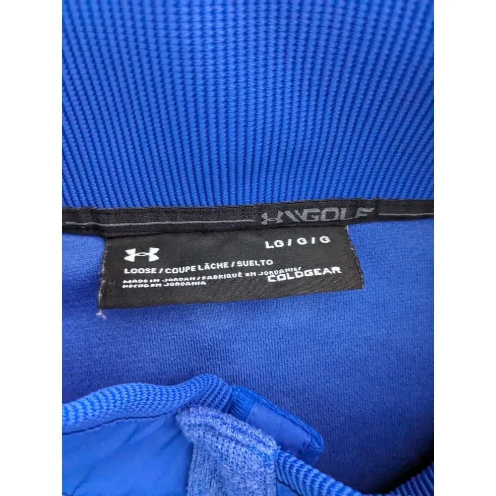 Under Armour Golf Mens Pullover Large Blue ColdGear Loose Long Sleeve‎ 1/4 Snap